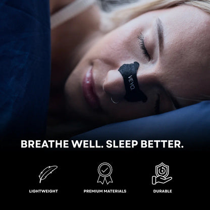Person sleeping with a Veyo device on their nose