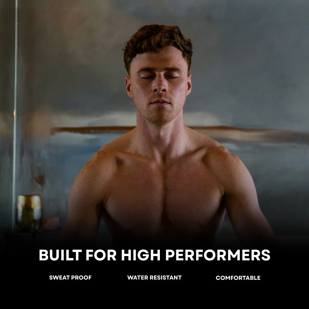 Male athlete wearing a VEYO nasal strip for improved breathing and recovery