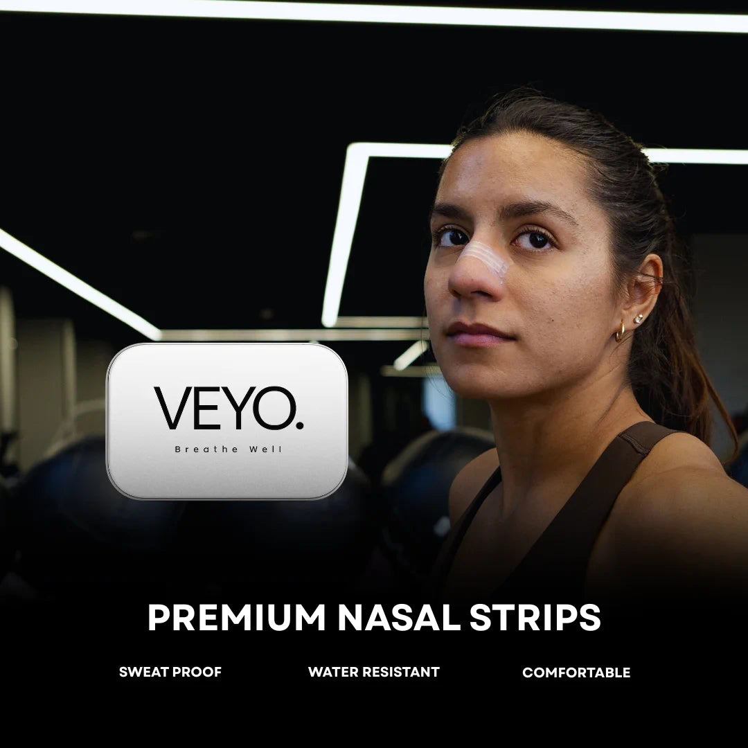 Woman wearing VEYO premium nasal strips 